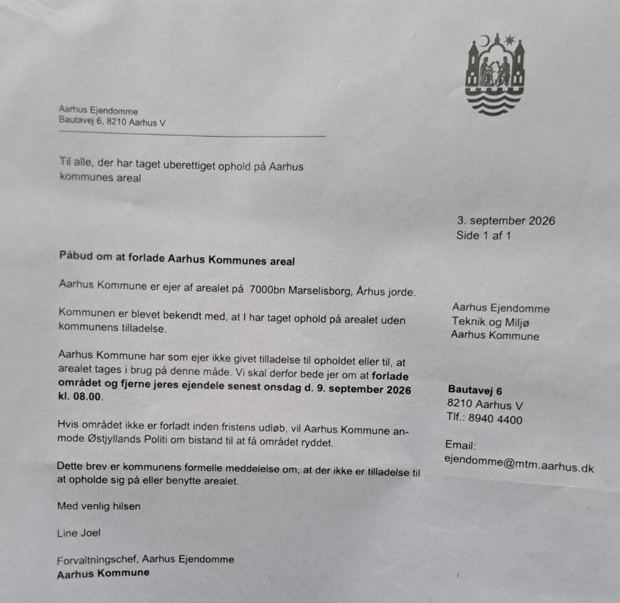 A letter containing an eviction notice